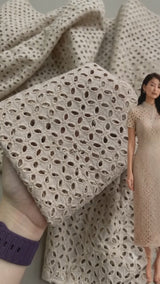 Premium Off-White Cotton Schiffli Eyelet Fabric (Dyeable)