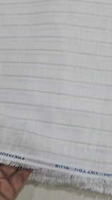 Crisp White & Subtle Striped Cotton-Linen 60 Lea fabric