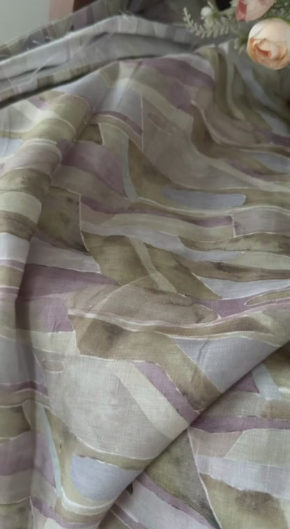 Multicolour Digital printed  100% Pure Linen Fabric (0% Cotton) 2