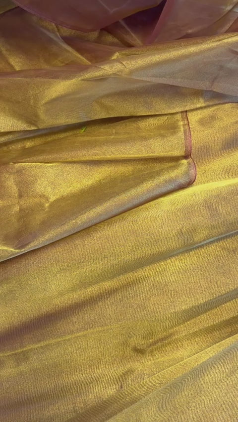 Golden Dual-Tone Metallic Tissue Fabric