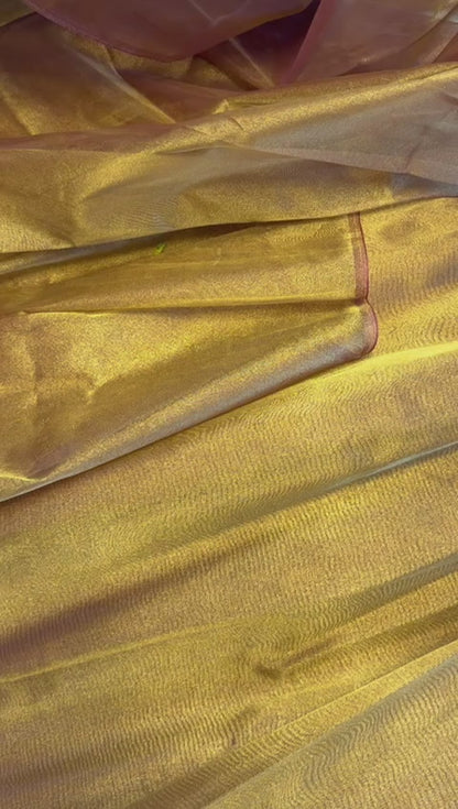 Golden Dual-Tone Metallic Tissue Fabric