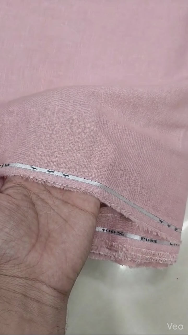 Peach Pink 100% Pure Cotton Linen Fabric (80)Lea
