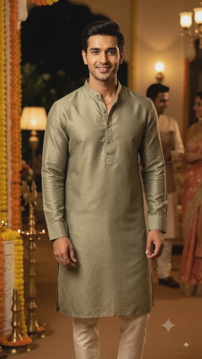 Sage Green Glossy chanderi Shirting fabric
