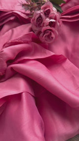 Elegant Rose Pink Mul Chanderi Fabric (Big Width)