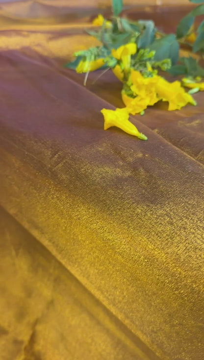 Golden Dual-Tone Metallic Tissue Fabric