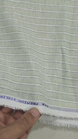 Sage Green & White Striped Cotton-Linen 60 Lea Fabric