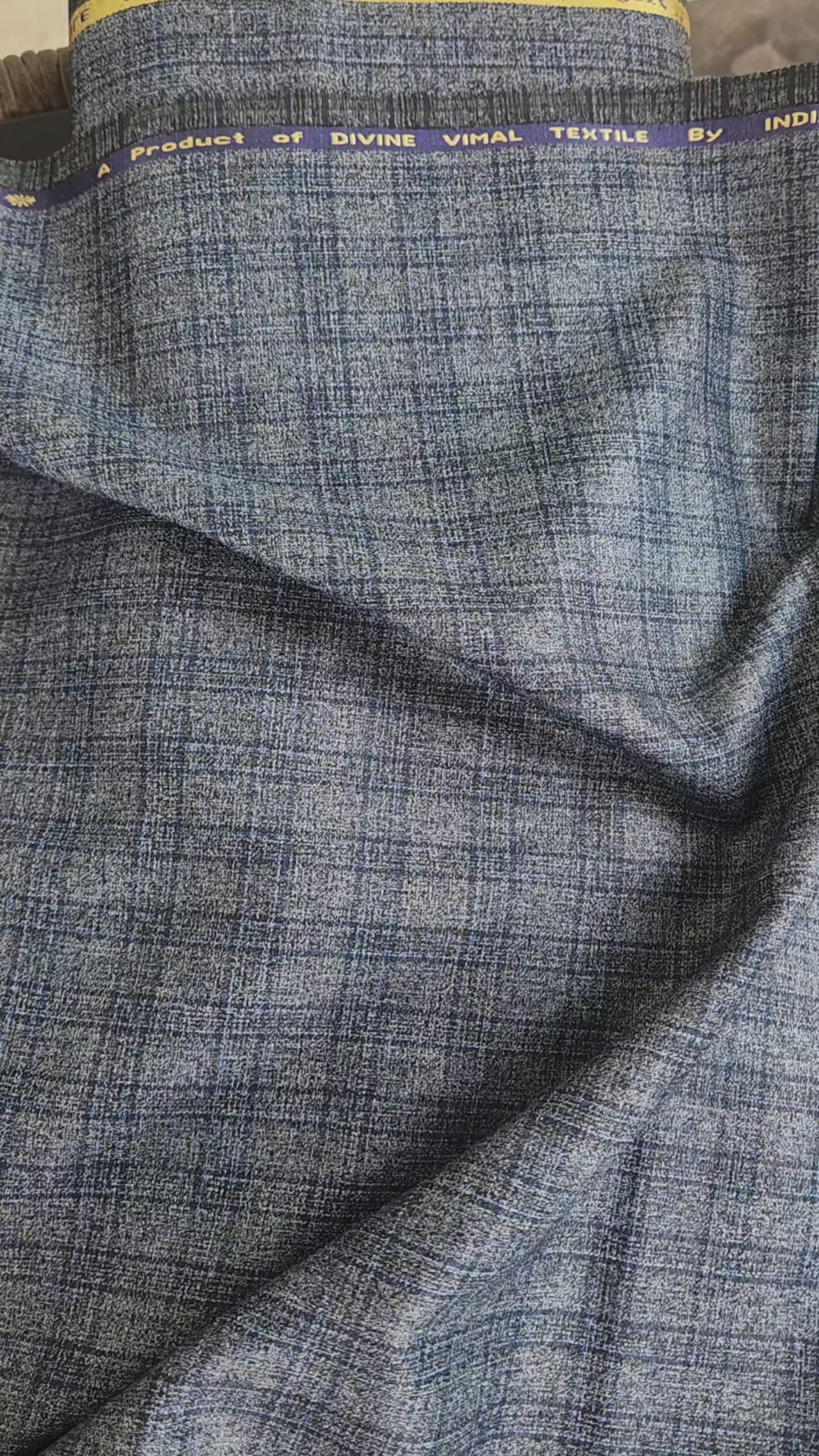 Premium Midnight Blue Textured Suiting Fabric