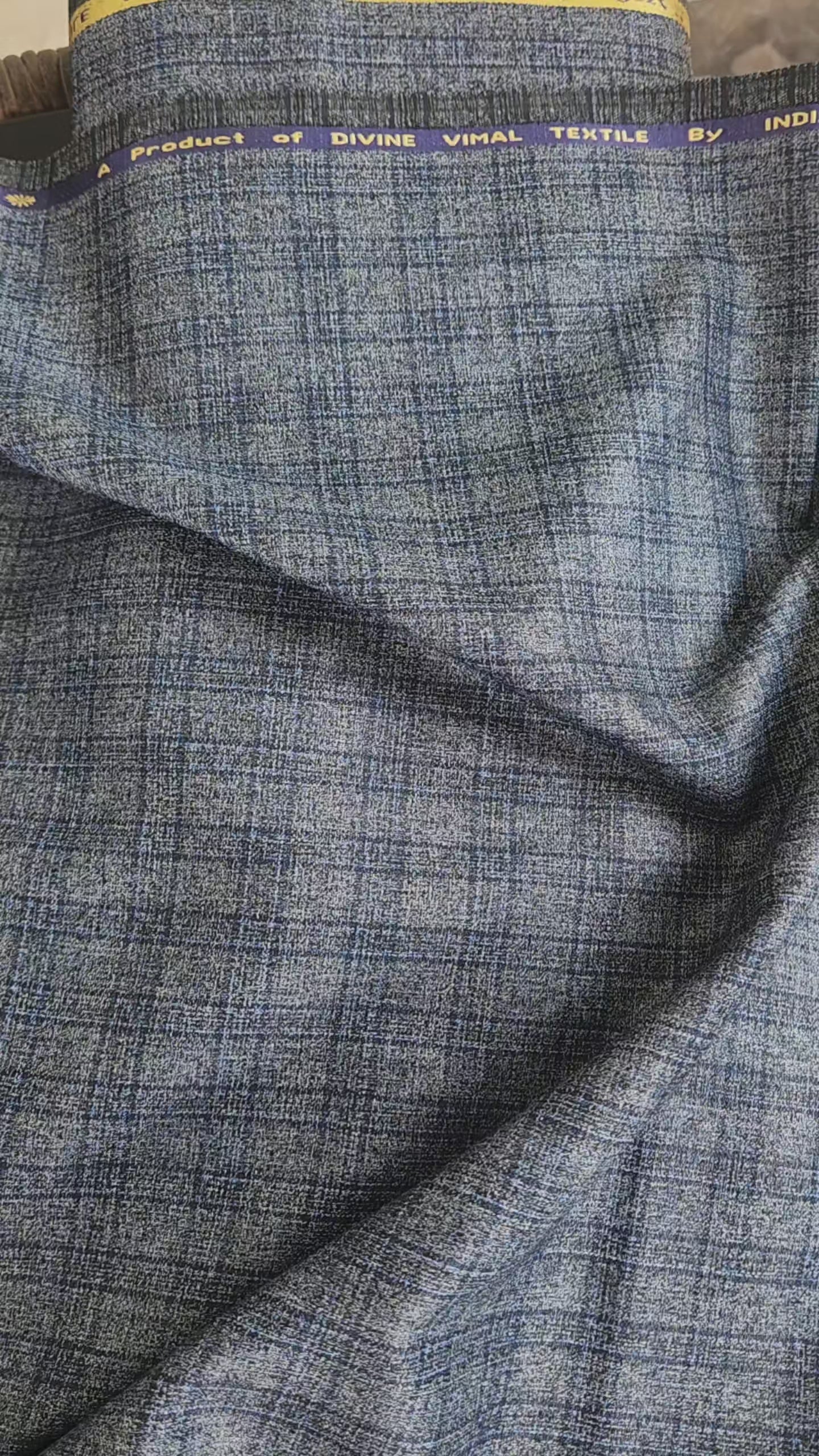 Premium Midnight Blue Textured Suiting Fabric