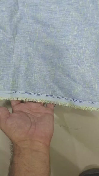 Slate Blue with Crossdye yellow-Cream texture Cotton Linen 60 lea fabric