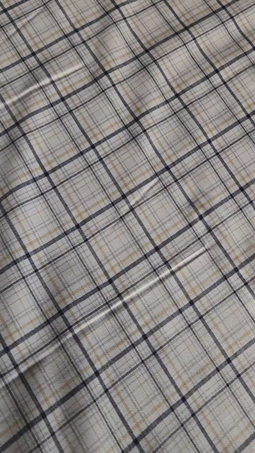 WIndowpane check with sharp navy and tan accents Shirting Fabric