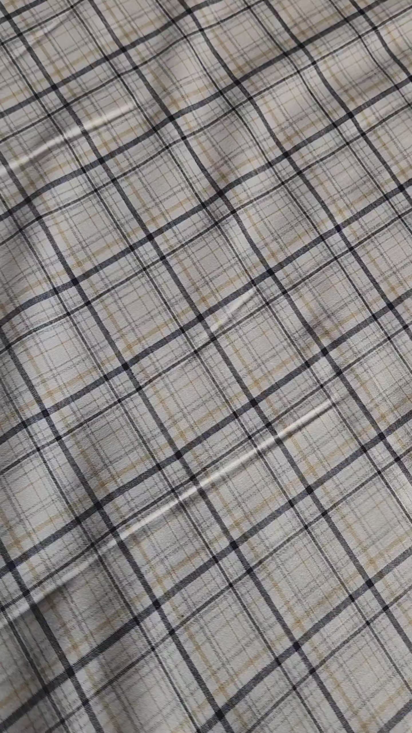 WIndowpane check with sharp navy and tan accents Shirting Fabric