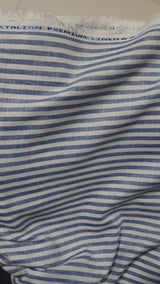 Italian Premium Pure cotton Linen – Classic Blue & White Nautical Stripe Fabric