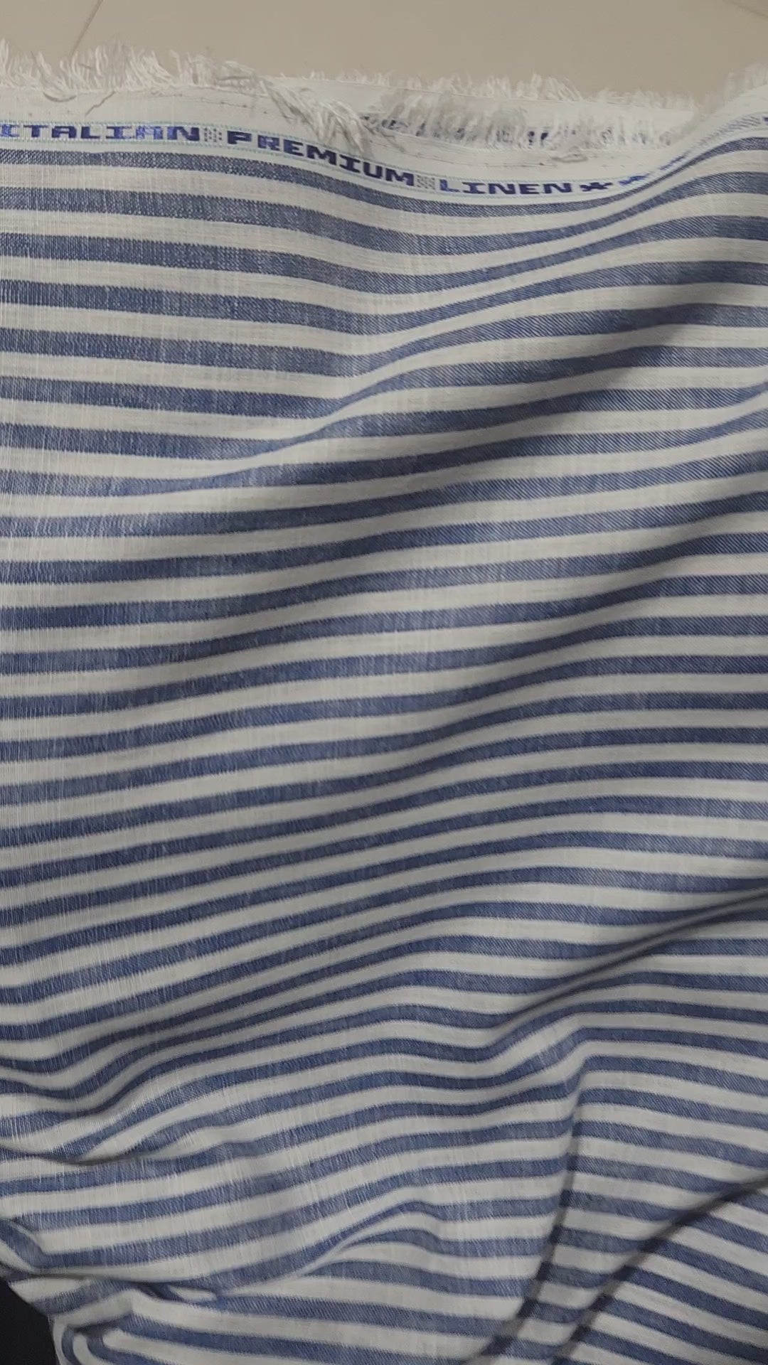 Italian Premium Pure cotton Linen – Classic Blue & White Nautical Stripe Fabric