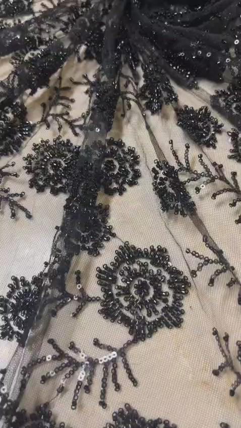 Imported Black Handwork Net Fabric