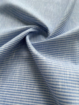 Blue white Stripes Premium Italian Linen Fabric (60 lea)
