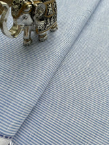 Blue white Stripes Premium Italian Linen Fabric (60 lea)