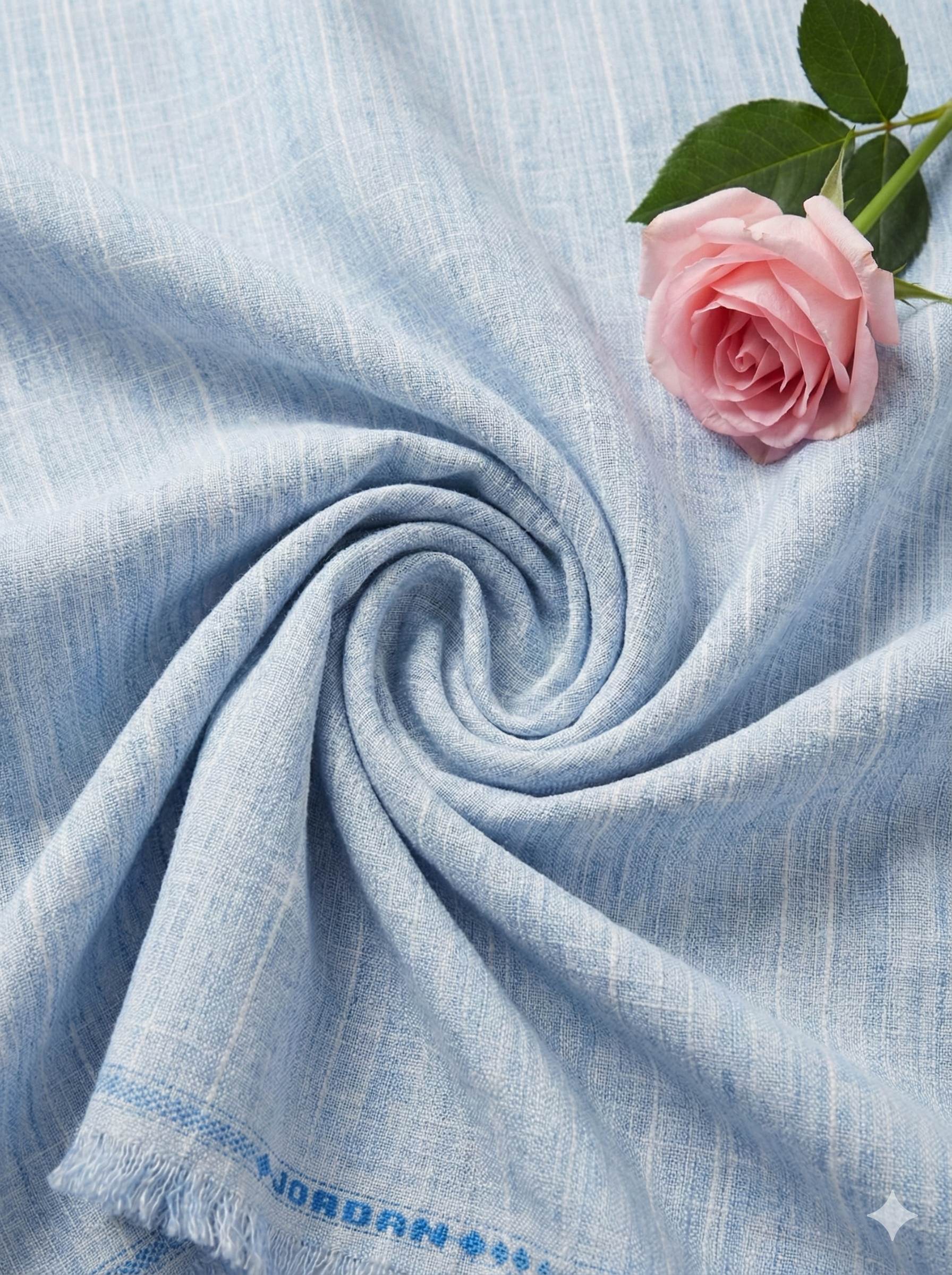 Light Blue & White Dual Color Cotton Linen Fabric (60 lea)