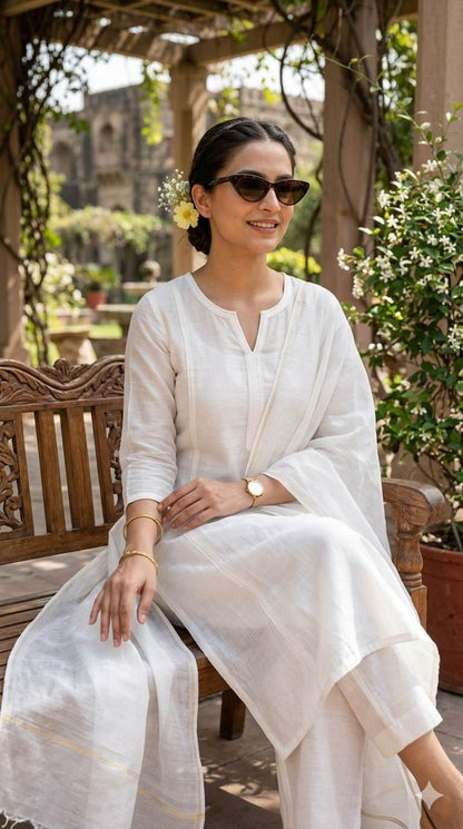 White Chanderi Silk