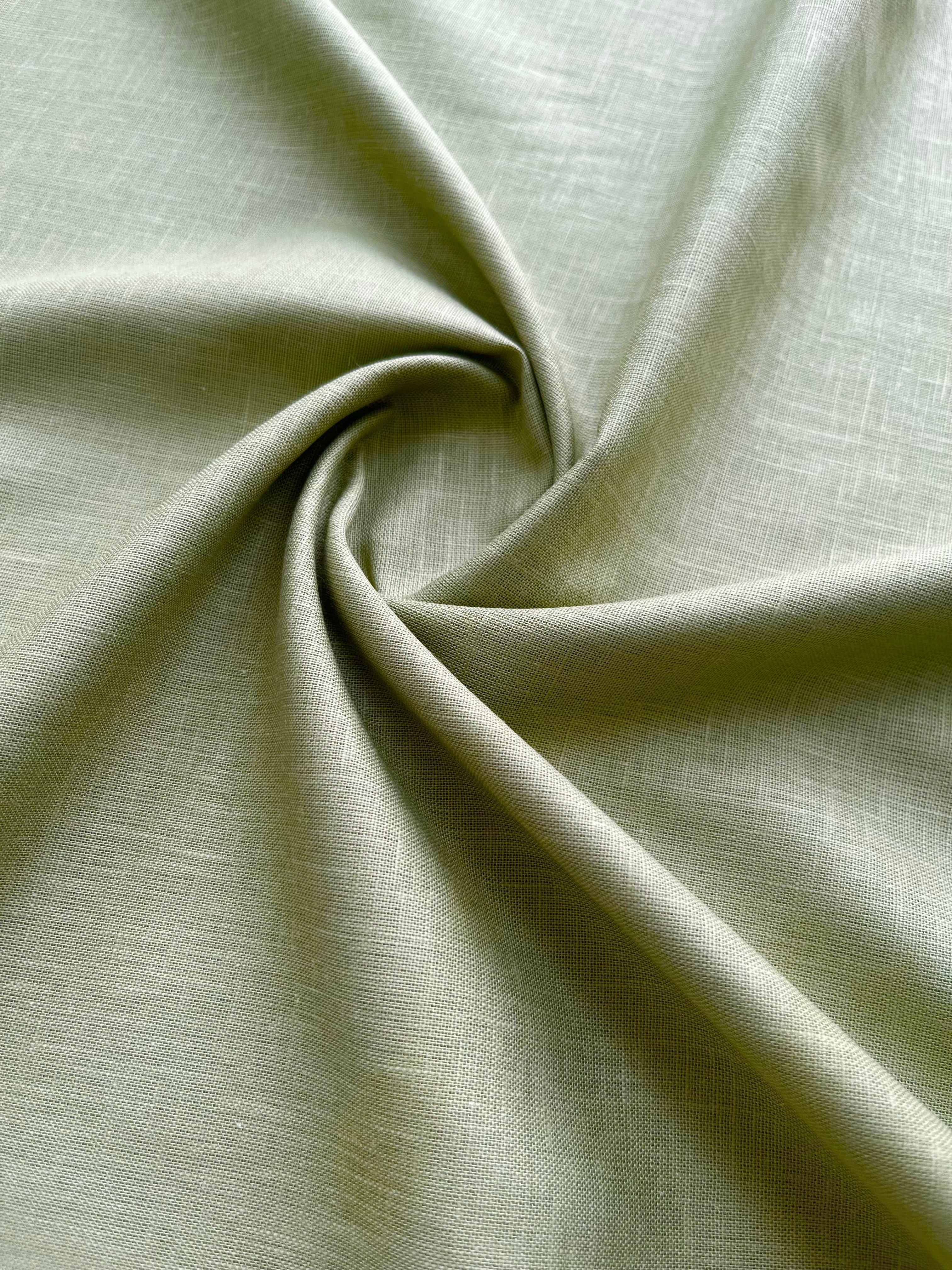 Olive Green 100% Pure Linen Fabric (70 lea)