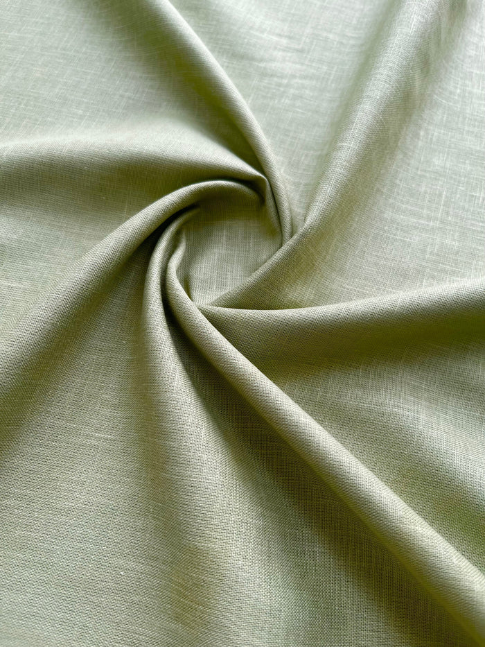 Olive Green 100% Pure Cotton Linen Fabric (70 lea)