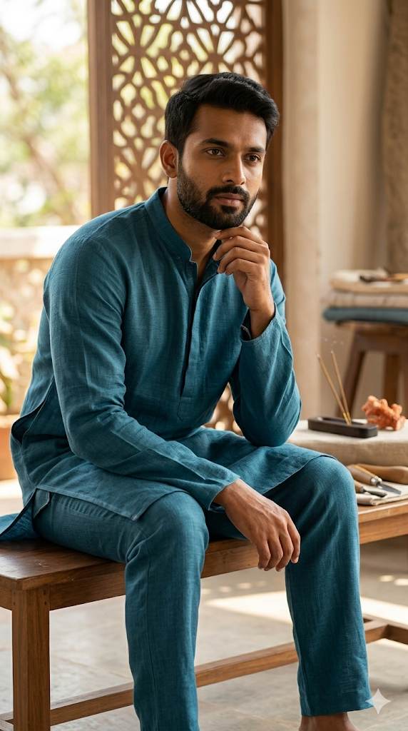 Tropical Blue 100% Pure Cotton Linen Fabric (70)Lea