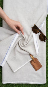 Khakee beige with white pinstripe Premium Cotton Linen Fabric