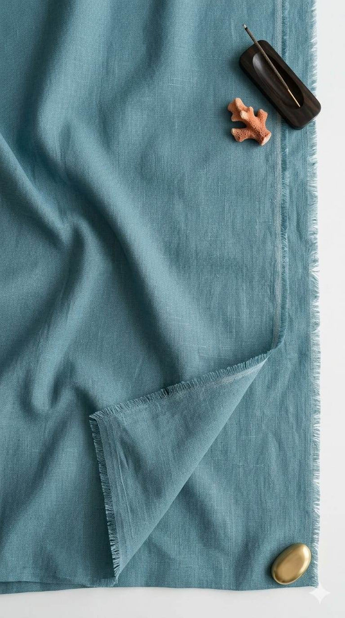 Tropical Blue 100% Pure Cotton Linen Fabric (70)Lea