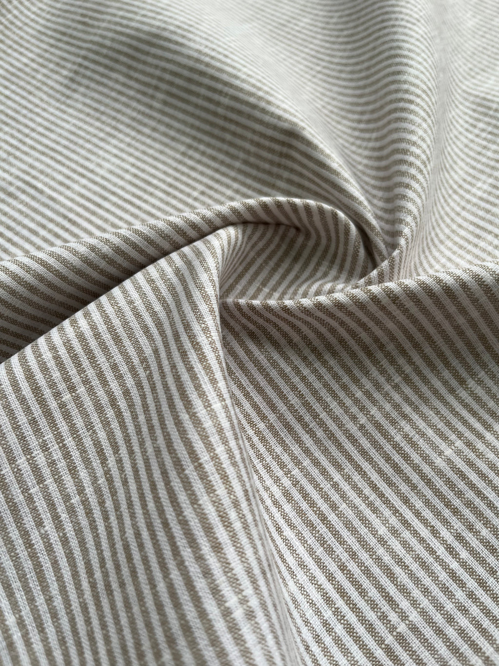 Beige White Stripes Premium 60 lea Italian Cotton Linen Fabric