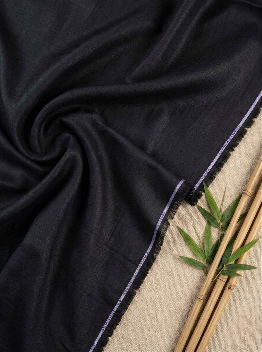 Black 100% Organic Bamboo Cotton Linen Fabric
