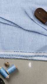 Blue and White Checks Pure Cotton Linen Fabric (60 Lea)