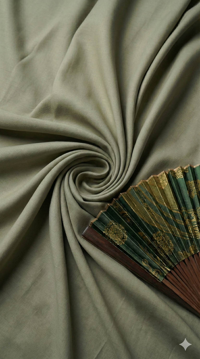 Ashy Green Imported Korean Cotton shirting Fabric