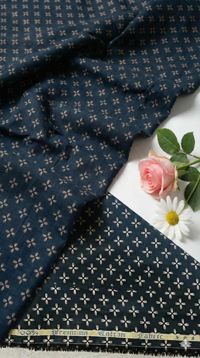Blue Shiny Pure cotton printed cotton Fabric