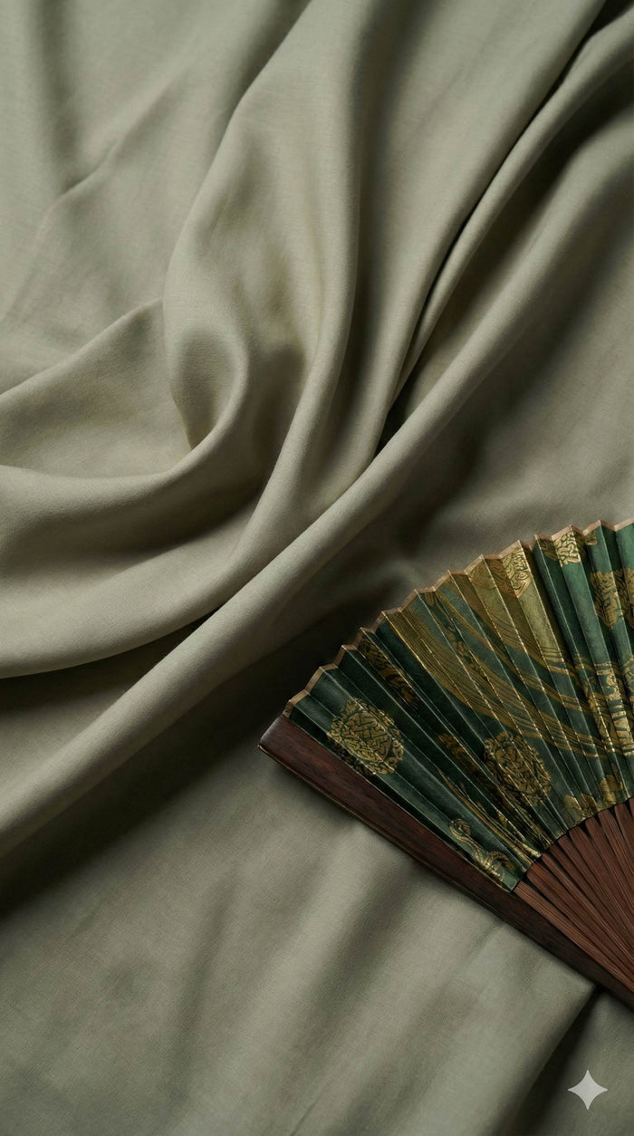Ashy Green Imported Korean Cotton shirting Fabric