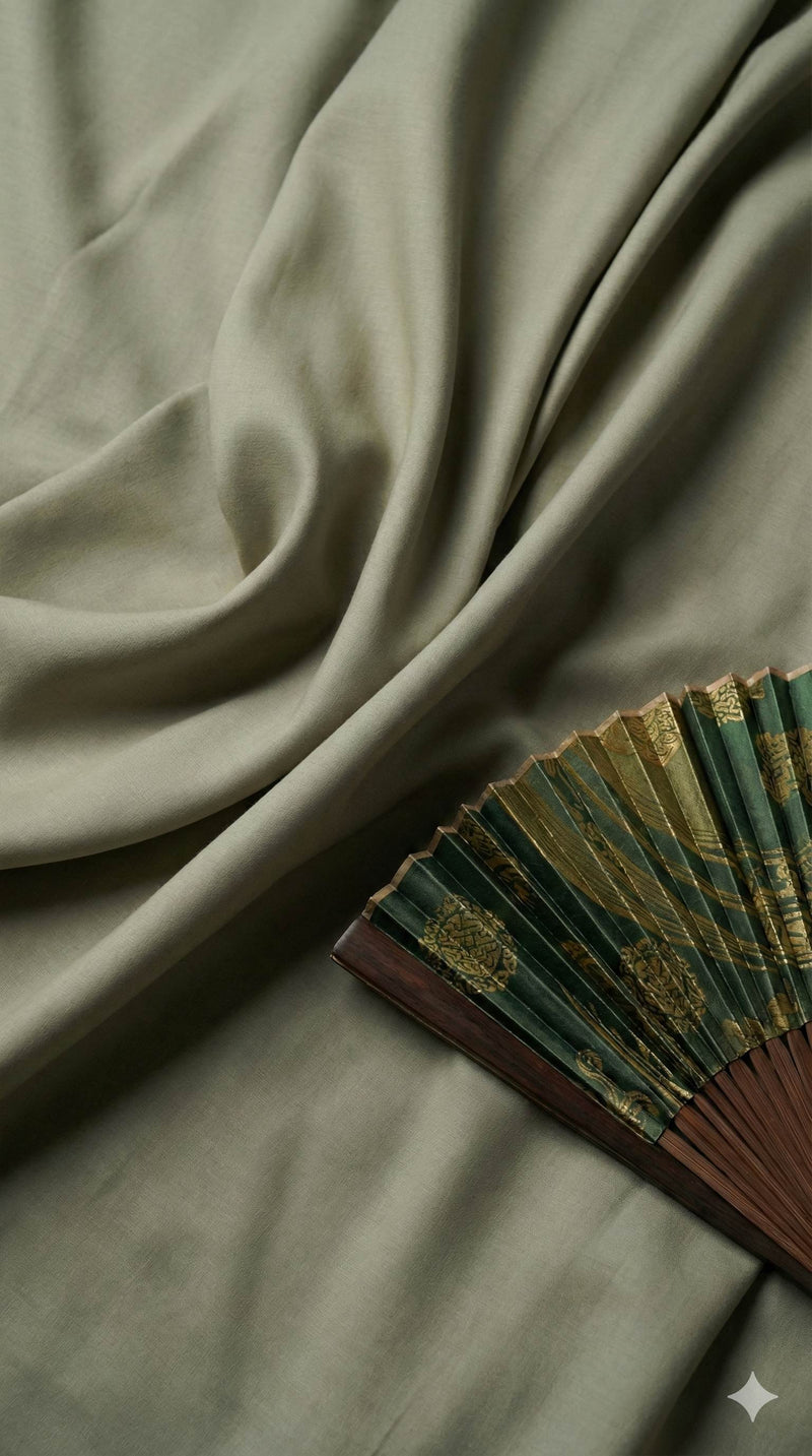 Ashy Green Imported Korean Cotton shirting Fabric