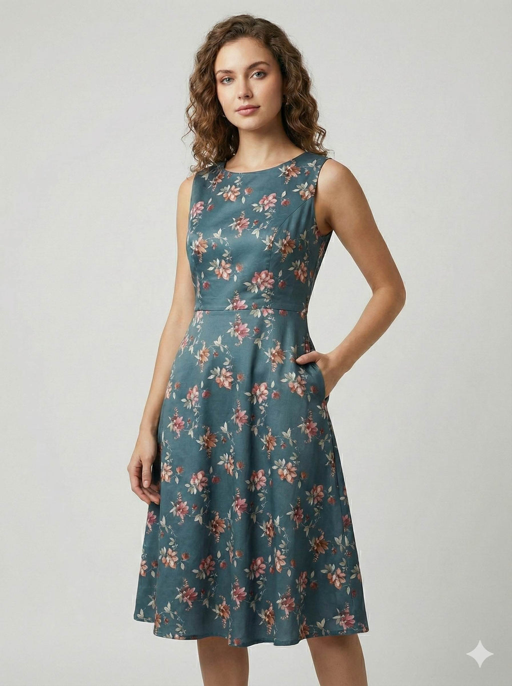 Dark blue Glossy Floral print Pure cotton Fabric