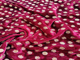Maroon Golden Sequinned Flowers Embroidered Velvet Fabric