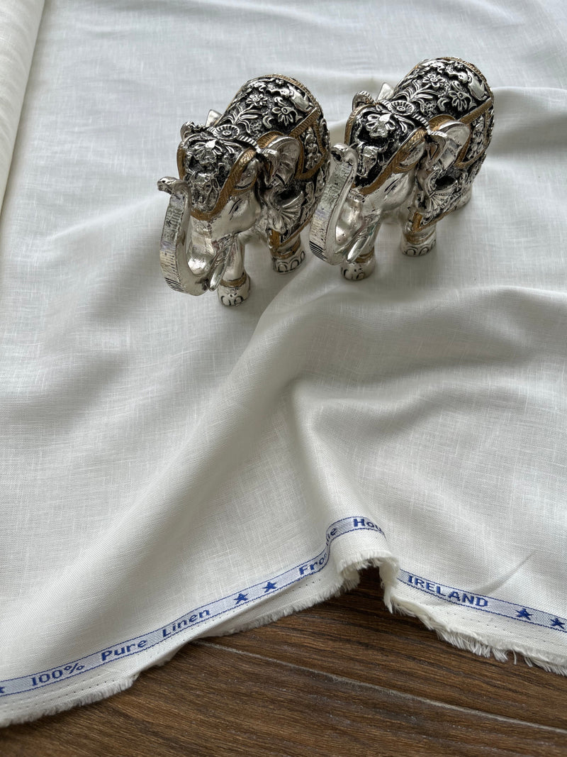 Off White 100% Pure Cotton Linen Fabric (70 lea)