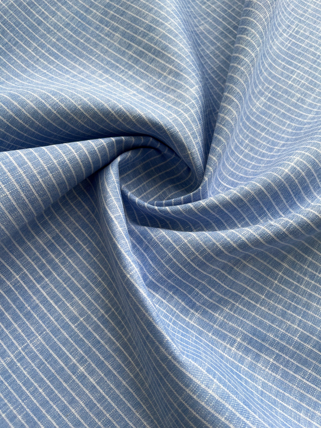 Blue White Stripes Premium 60 lea Italian Cotton Linen Fabric