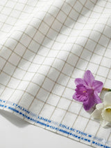 Off white Cotton Linen Fabric with Mustard & Black Checks (60 lea)
