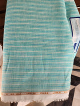 Seafoam Green with Blue and cream stripes 100% Pure Linen (No cotton)