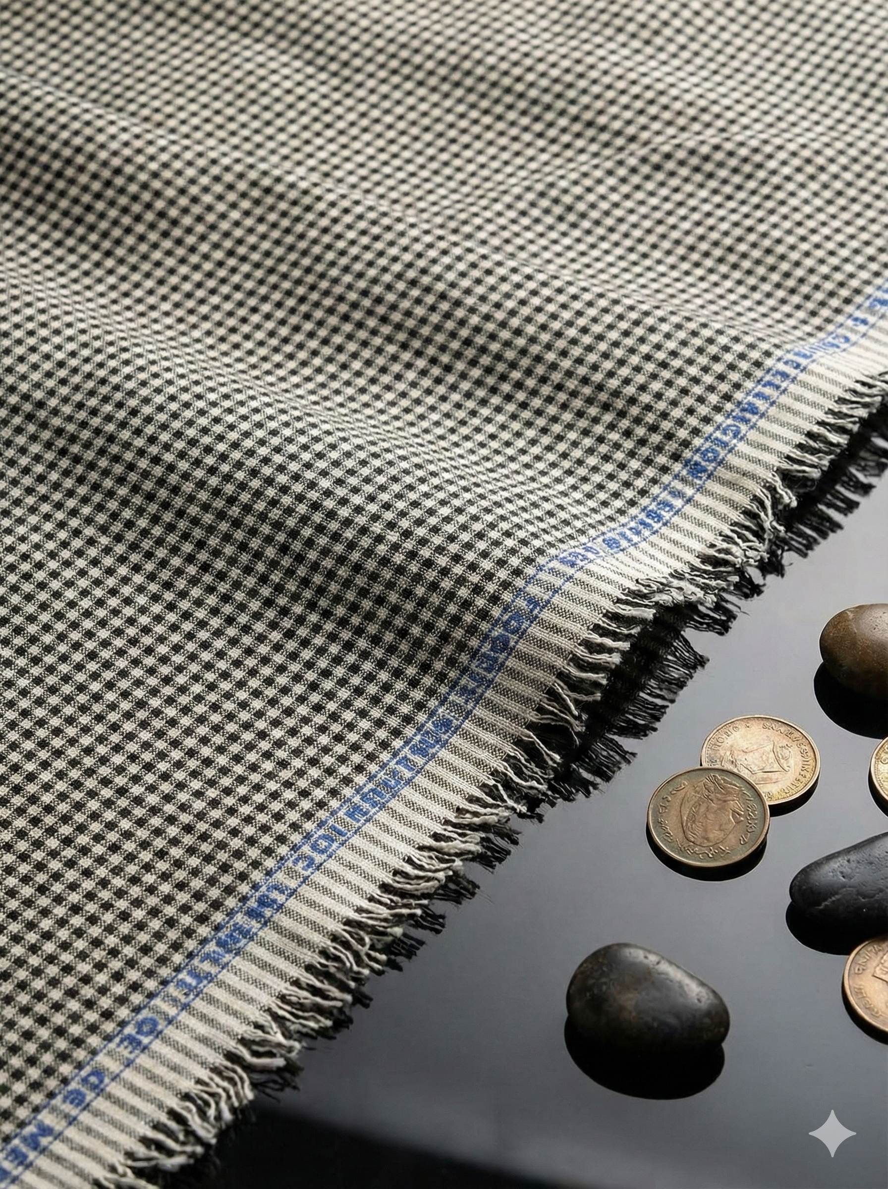 Black & White Checks Pure cotton Linen fabric (60 lea)