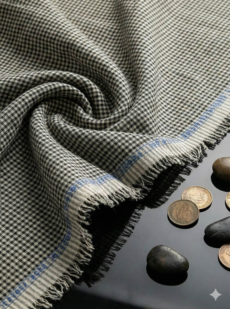 Black & White Checks Pure cotton Linen fabric (60 lea)