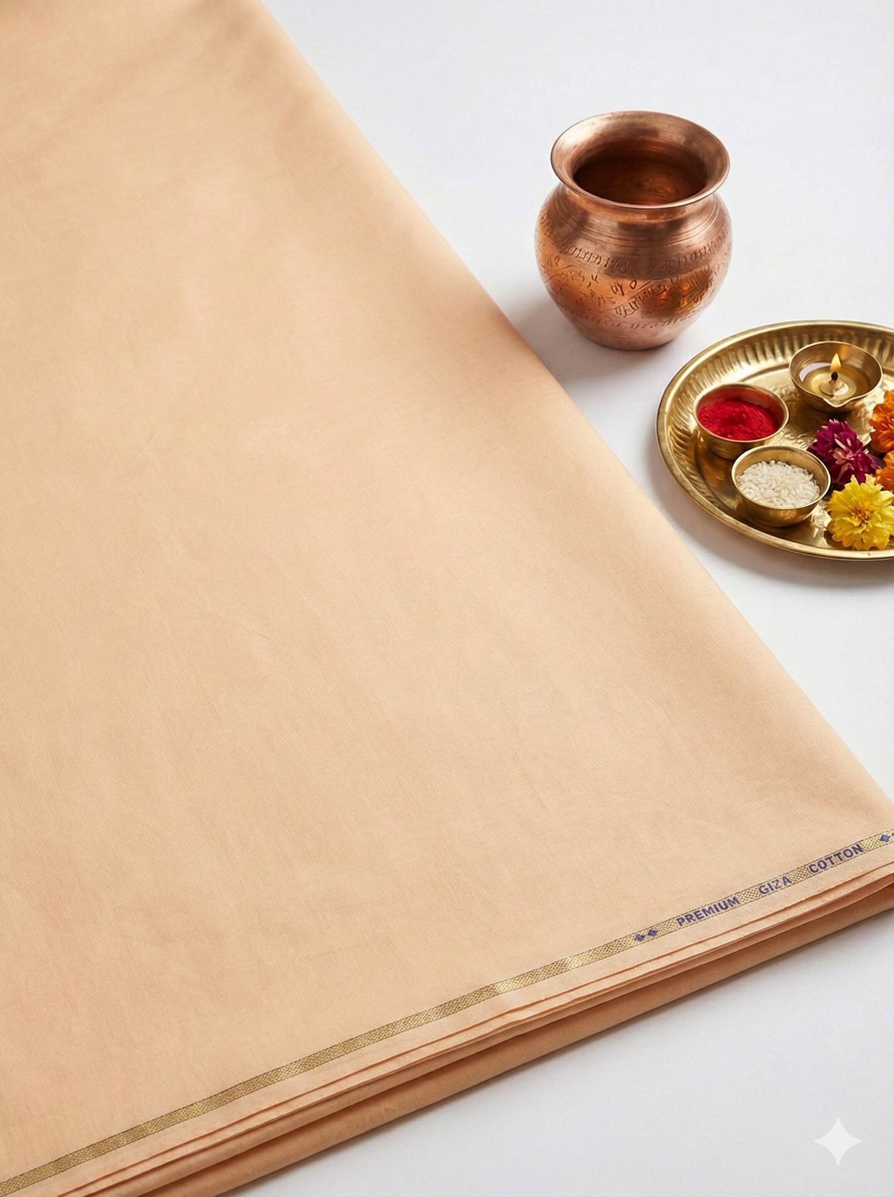 Light Weight Premium Quality Light Orange Colour Paper Giza Cotton (Not Transparent) (50% cotton+50% polyster)