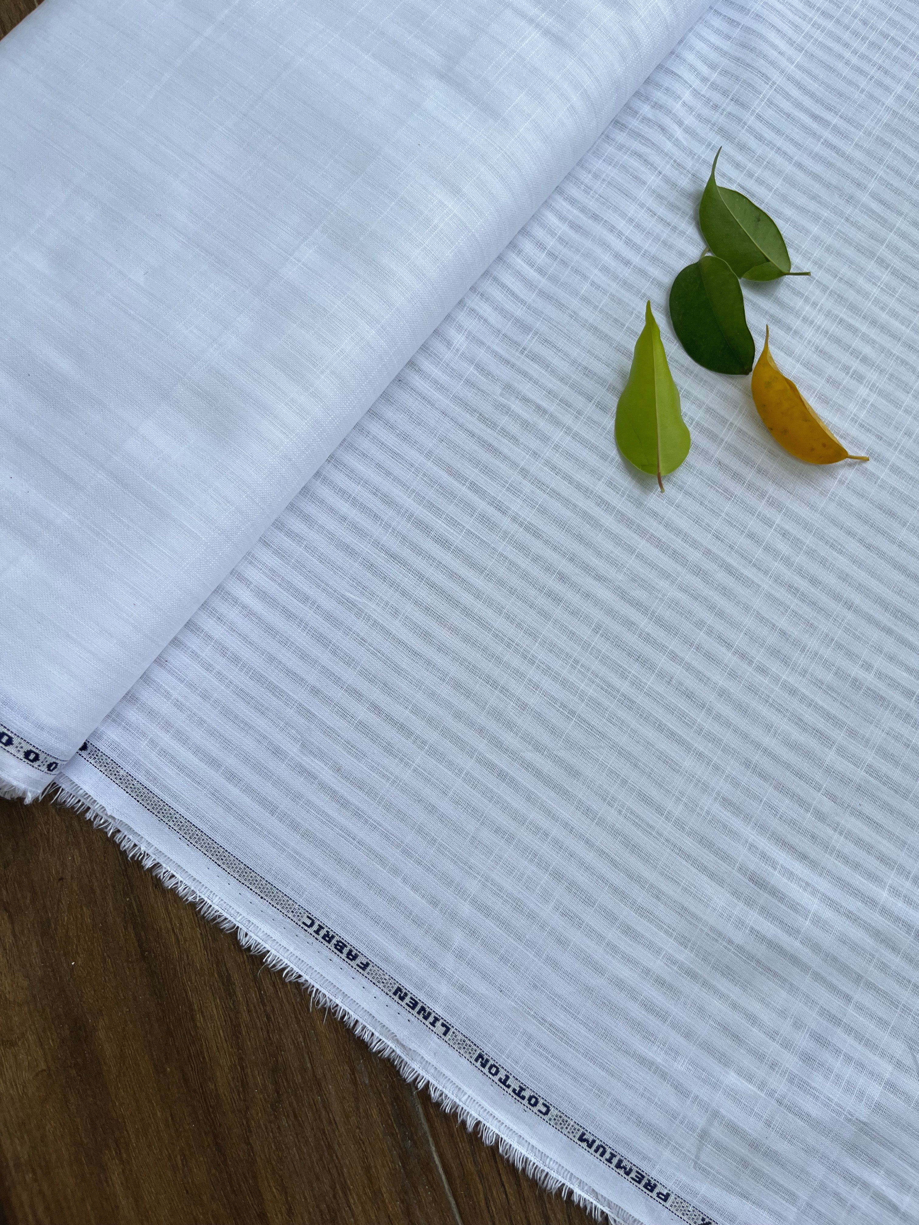 White 100% Premium Cotton Linen Fabric