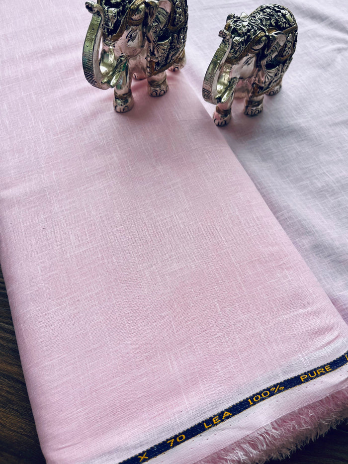 Pink 100% Pure Italian Cotton Linen Fabric (70 lea)