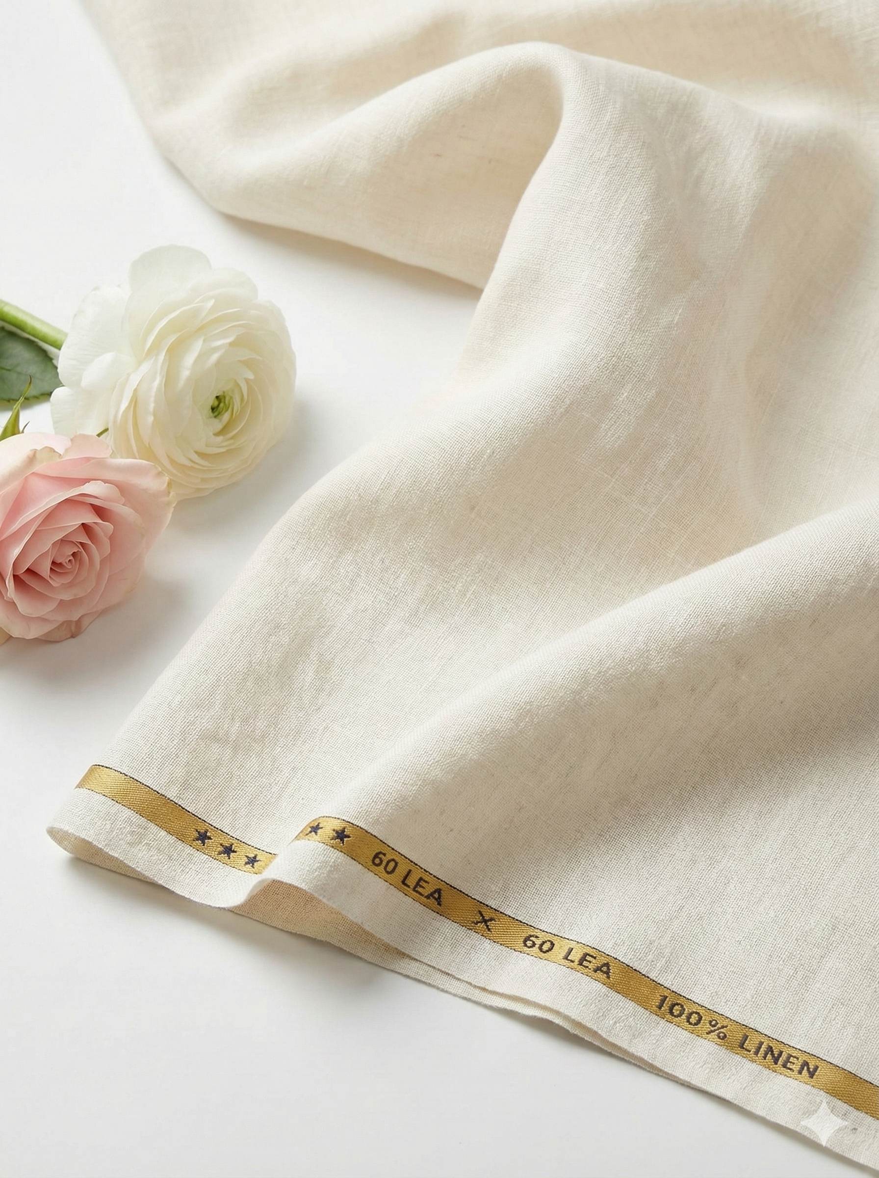 Off-white 100% Pure Linen Fabric (0% Cotton)