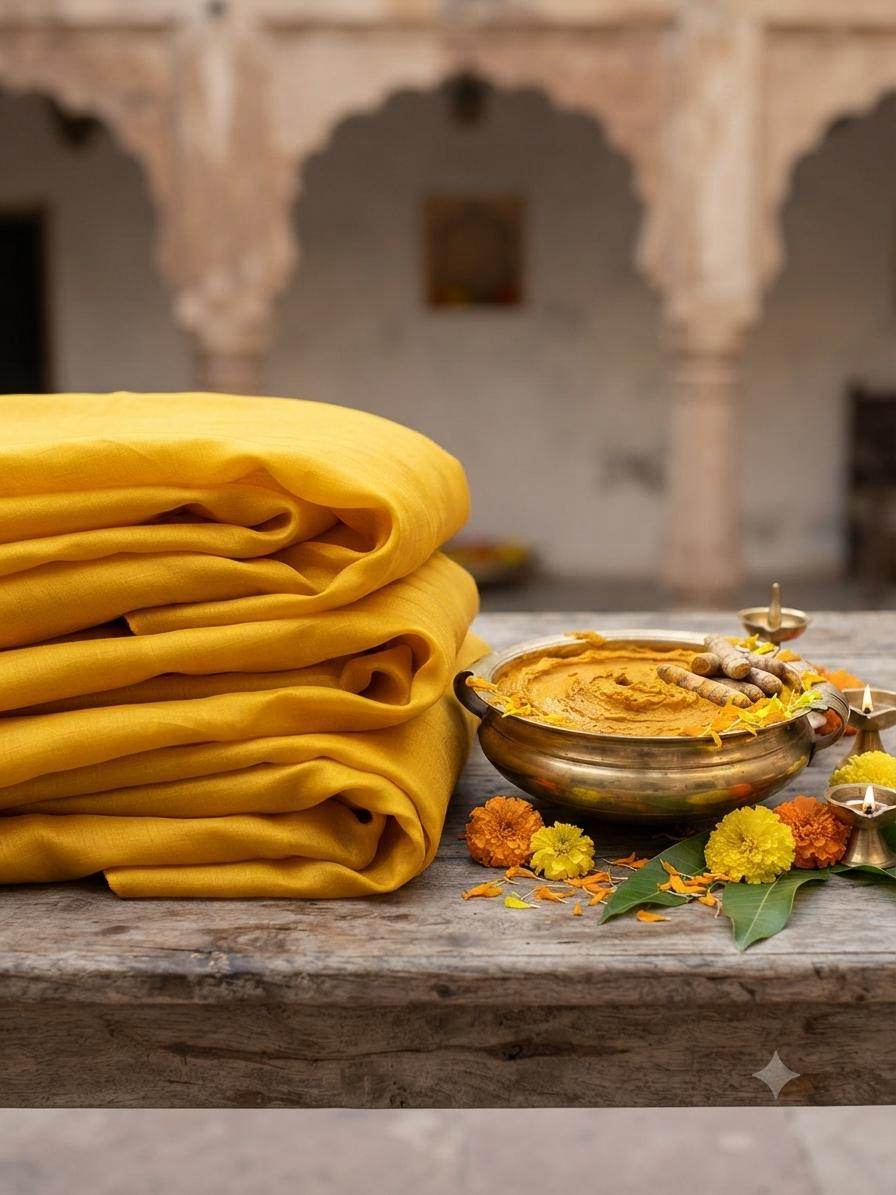 Turmeric Malai Chanderi Silk Fabric
