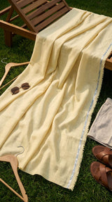 Lemon Yellow 100% Pure Cotton Linen Fabric (70 lea)