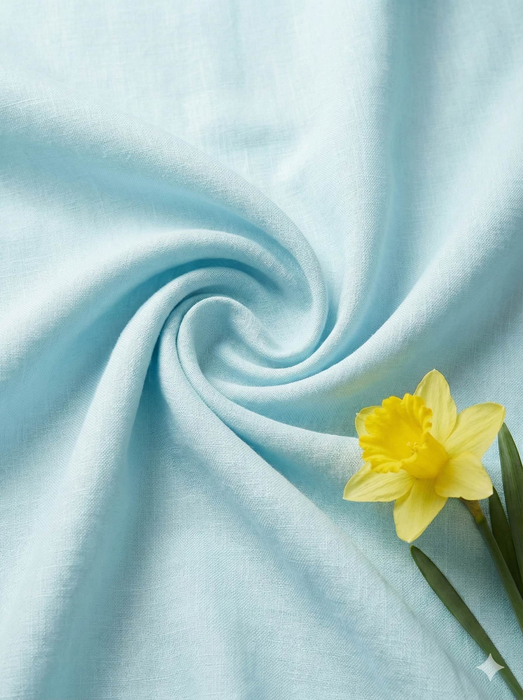 Mint Blue Pure cotton Linen Fabric (70 lea)