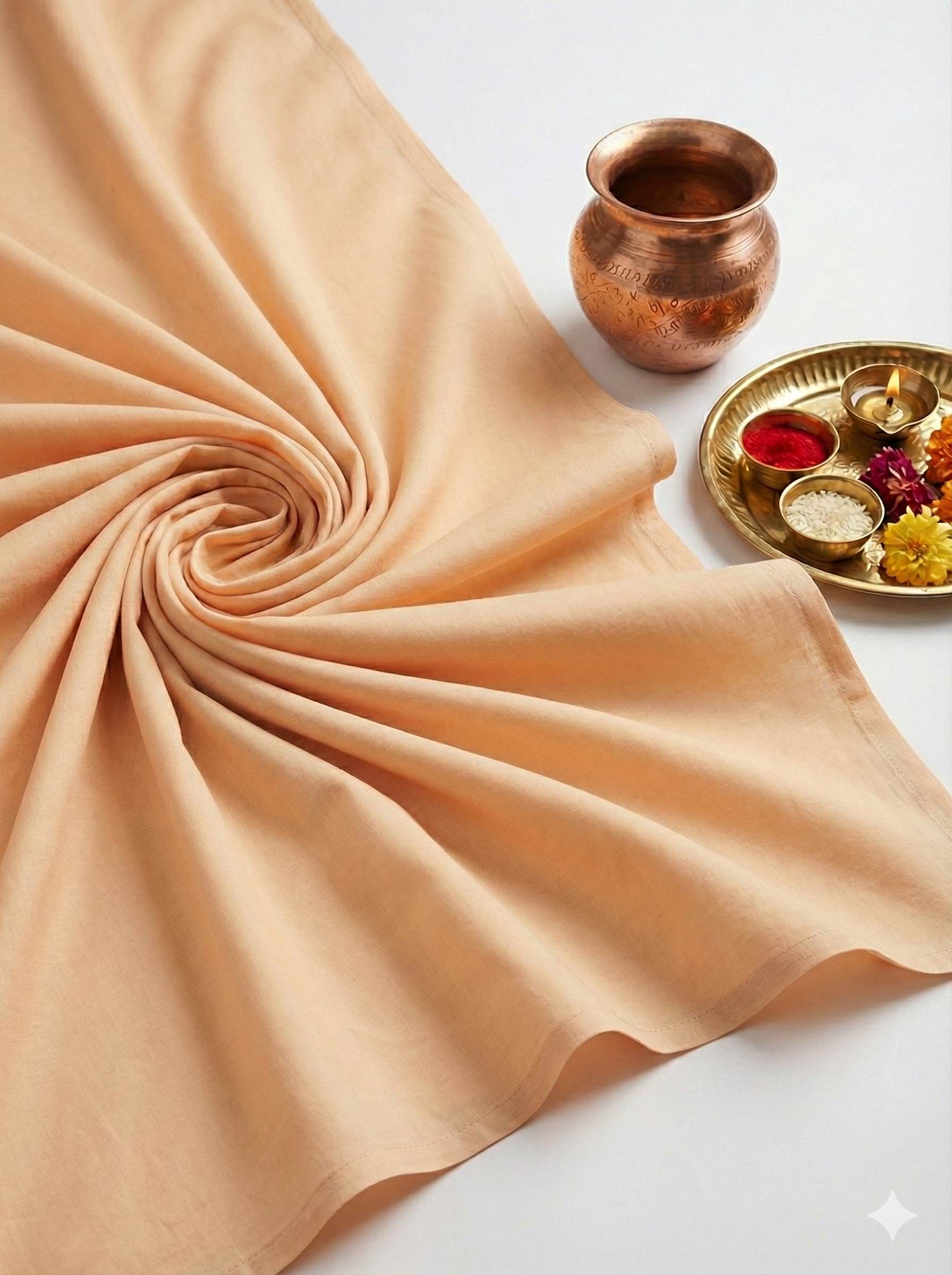 Light Weight Premium Quality Light Orange Colour Paper Giza Cotton (Not Transparent) (50% cotton+50% polyster)